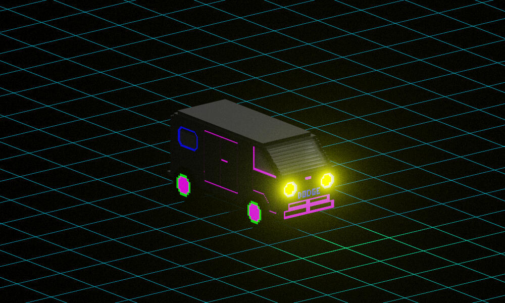 Neon Dodge Compact Van